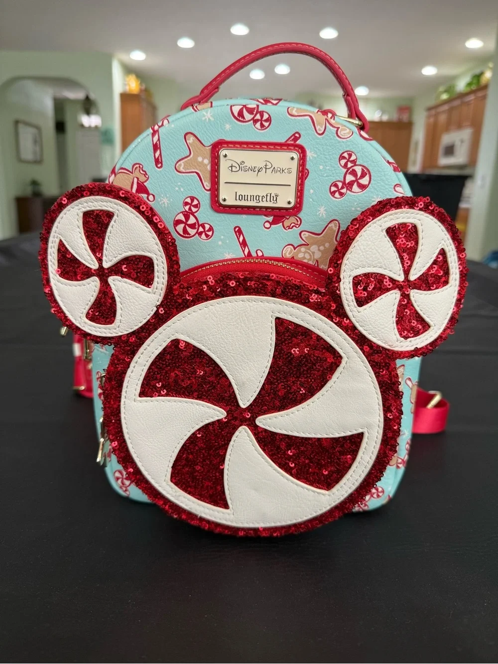 NWOT 2022 Disney Parks Loungefly Peppermint Candy Cane Christmas Backpack